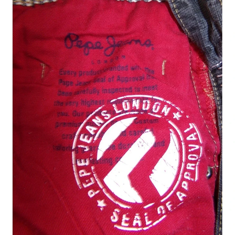 Pepe Jeans London Mens Size 40x33 Gray Distressed Patchwork Y2K‎